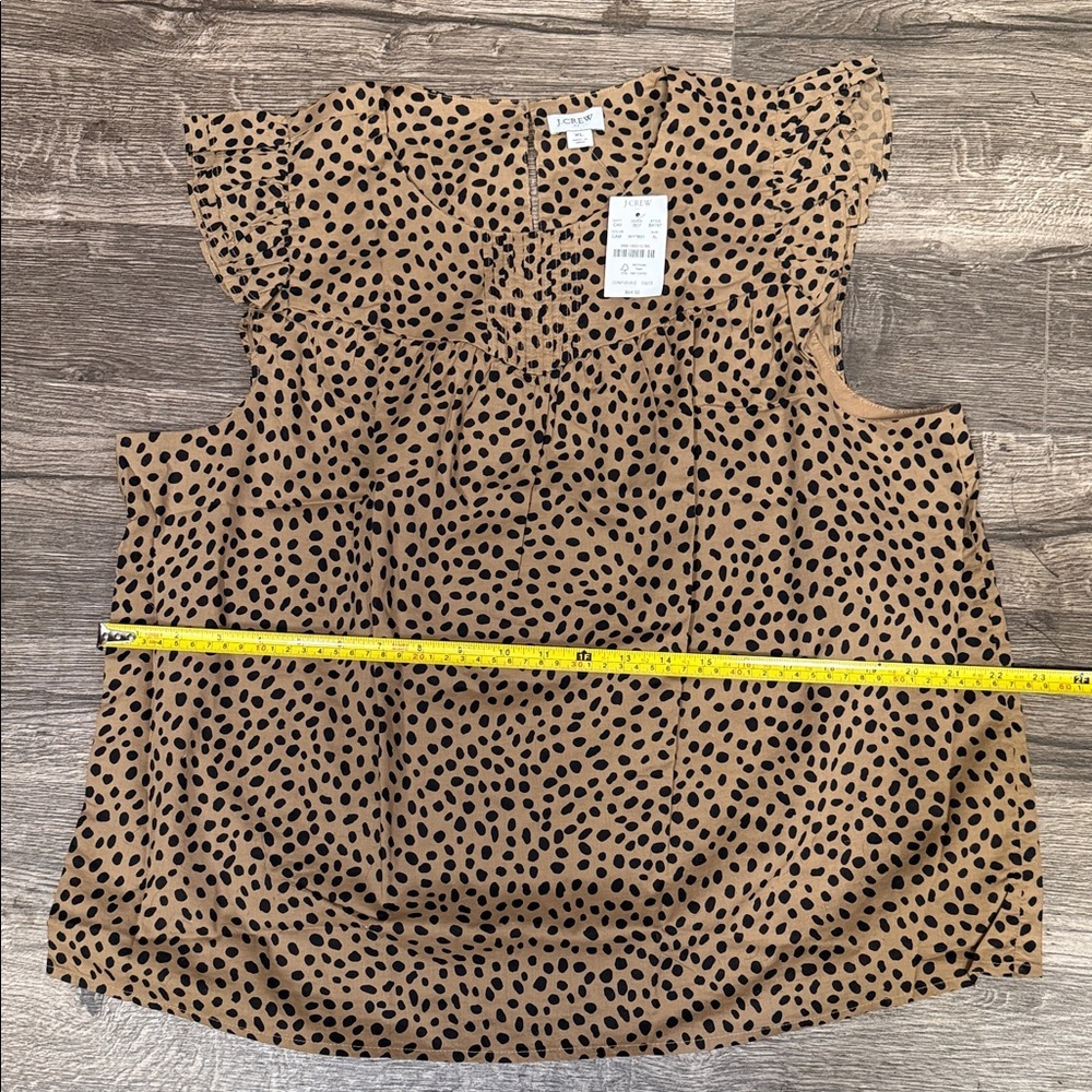J. Crew Tan and Black Polka Dot Ruffle Sleeve Camisole - Picture 7 of 10